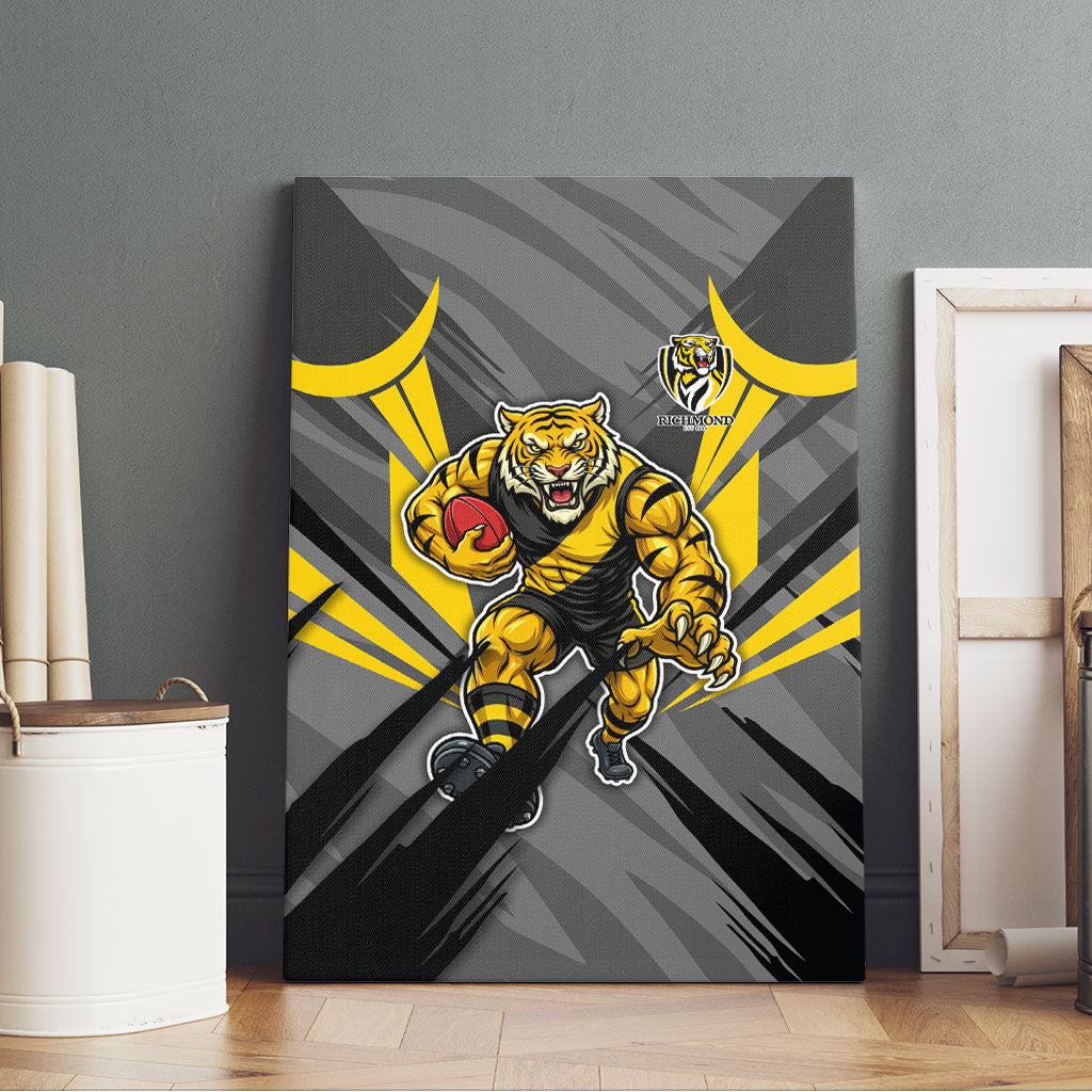 Richmond Tigers Australian Football Canvas Wall Art Fierce Tiger Mascot - Bold Team Colors