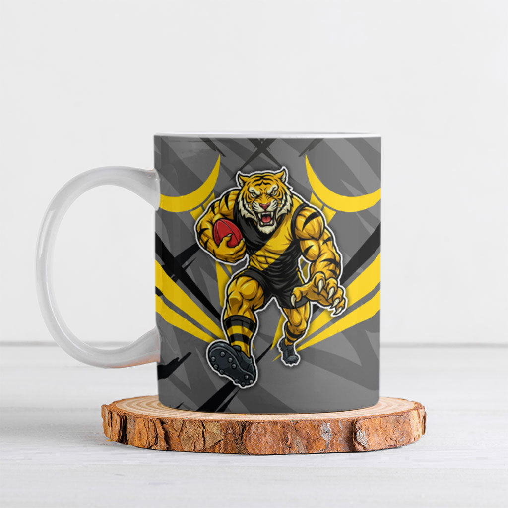 Richmond Tigers Australian Football Ceramic Mug Fierce Tiger Mascot - Bold Team Colors