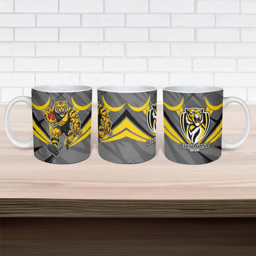 Richmond Tigers Australian Football Ceramic Mug Fierce Tiger Mascot - Bold Team Colors