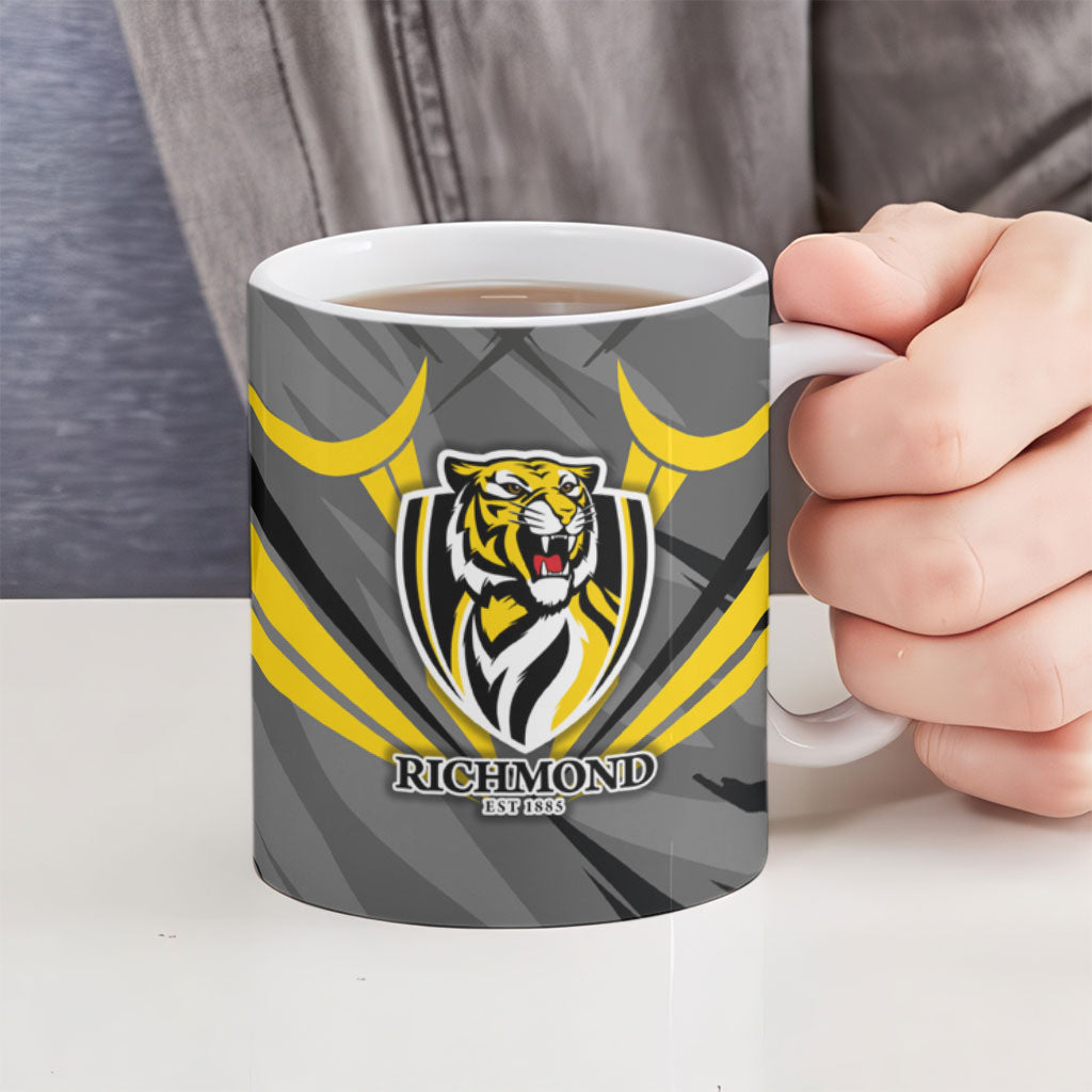 Richmond Tigers Australian Football Ceramic Mug Fierce Tiger Mascot - Bold Team Colors