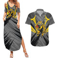 Richmond Tigers Australian Football Couples Matching Summer Maxi Dress and Hawaiian Shirt Fierce Tiger Mascot - Bold Team Colors