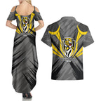 Richmond Tigers Australian Football Couples Matching Summer Maxi Dress and Hawaiian Shirt Fierce Tiger Mascot - Bold Team Colors