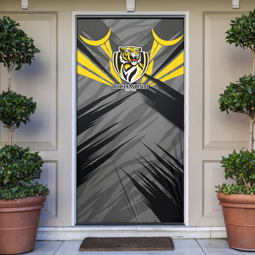 Richmond Tigers Australian Football Door Cover Fierce Tiger Mascot - Bold Team Colors