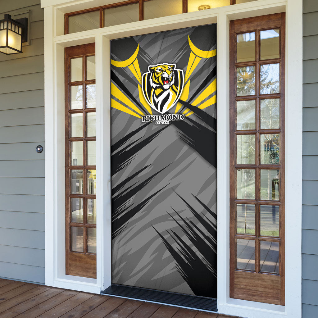Richmond Tigers Australian Football Door Cover Fierce Tiger Mascot - Bold Team Colors