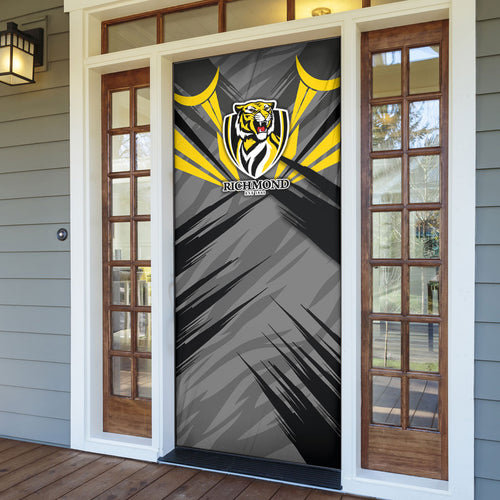 Richmond Tigers Australian Football Door Cover Fierce Tiger Mascot - Bold Team Colors