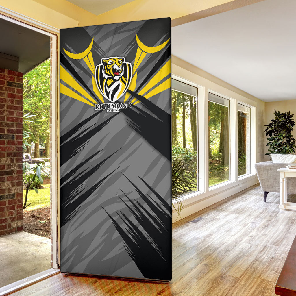 Richmond Tigers Australian Football Door Cover Fierce Tiger Mascot - Bold Team Colors