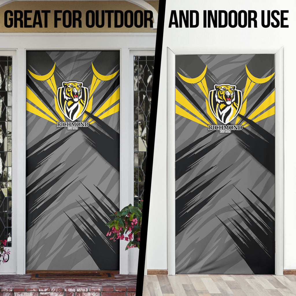Richmond Tigers Australian Football Door Cover Fierce Tiger Mascot - Bold Team Colors