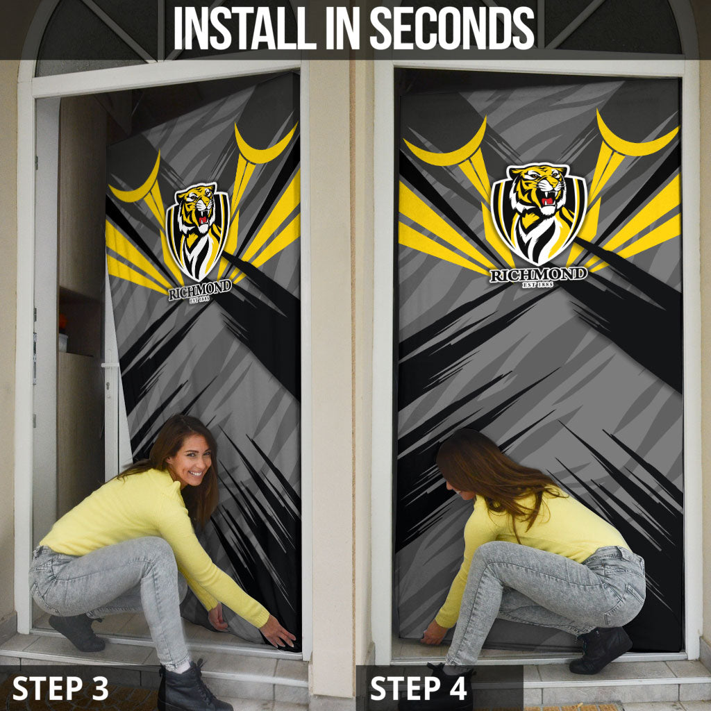 Richmond Tigers Australian Football Door Cover Fierce Tiger Mascot - Bold Team Colors