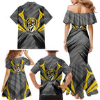 Richmond Tigers Australian Football Family Matching Mermaid Dress and Hawaiian Shirt Fierce Tiger Mascot - Bold Team Colors