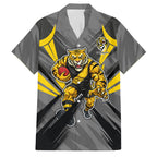 Richmond Tigers Australian Football Family Matching Off The Shoulder Long Sleeve Dress and Hawaiian Shirt Fierce Tiger Mascot - Bold Team Colors