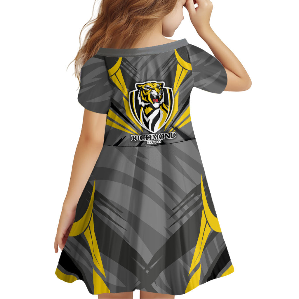 Richmond Tigers Australian Football Family Matching Off Shoulder Maxi Dress and Hawaiian Shirt Fierce Tiger Mascot - Bold Team Colors