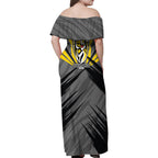 Richmond Tigers Australian Football Family Matching Off Shoulder Maxi Dress and Hawaiian Shirt Fierce Tiger Mascot - Bold Team Colors