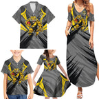 Richmond Tigers Australian Football Family Matching Summer Maxi Dress and Hawaiian Shirt Fierce Tiger Mascot - Bold Team Colors