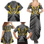 Richmond Tigers Australian Football Family Matching Summer Maxi Dress and Hawaiian Shirt Fierce Tiger Mascot - Bold Team Colors