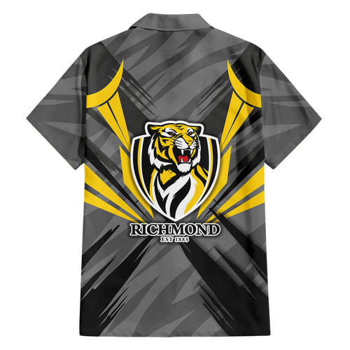 Richmond Tigers Australian Football Family Matching Summer Maxi Dress and Hawaiian Shirt Fierce Tiger Mascot - Bold Team Colors