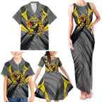 Richmond Tigers Australian Football Family Matching Tank Maxi Dress and Hawaiian Shirt Fierce Tiger Mascot - Bold Team Colors