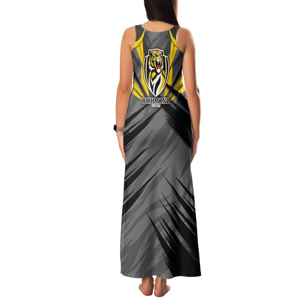 Richmond Tigers Australian Football Family Matching Tank Maxi Dress and Hawaiian Shirt Fierce Tiger Mascot - Bold Team Colors
