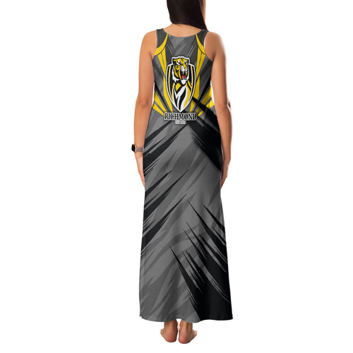 Richmond Tigers Australian Football Family Matching Tank Maxi Dress and Hawaiian Shirt Fierce Tiger Mascot - Bold Team Colors