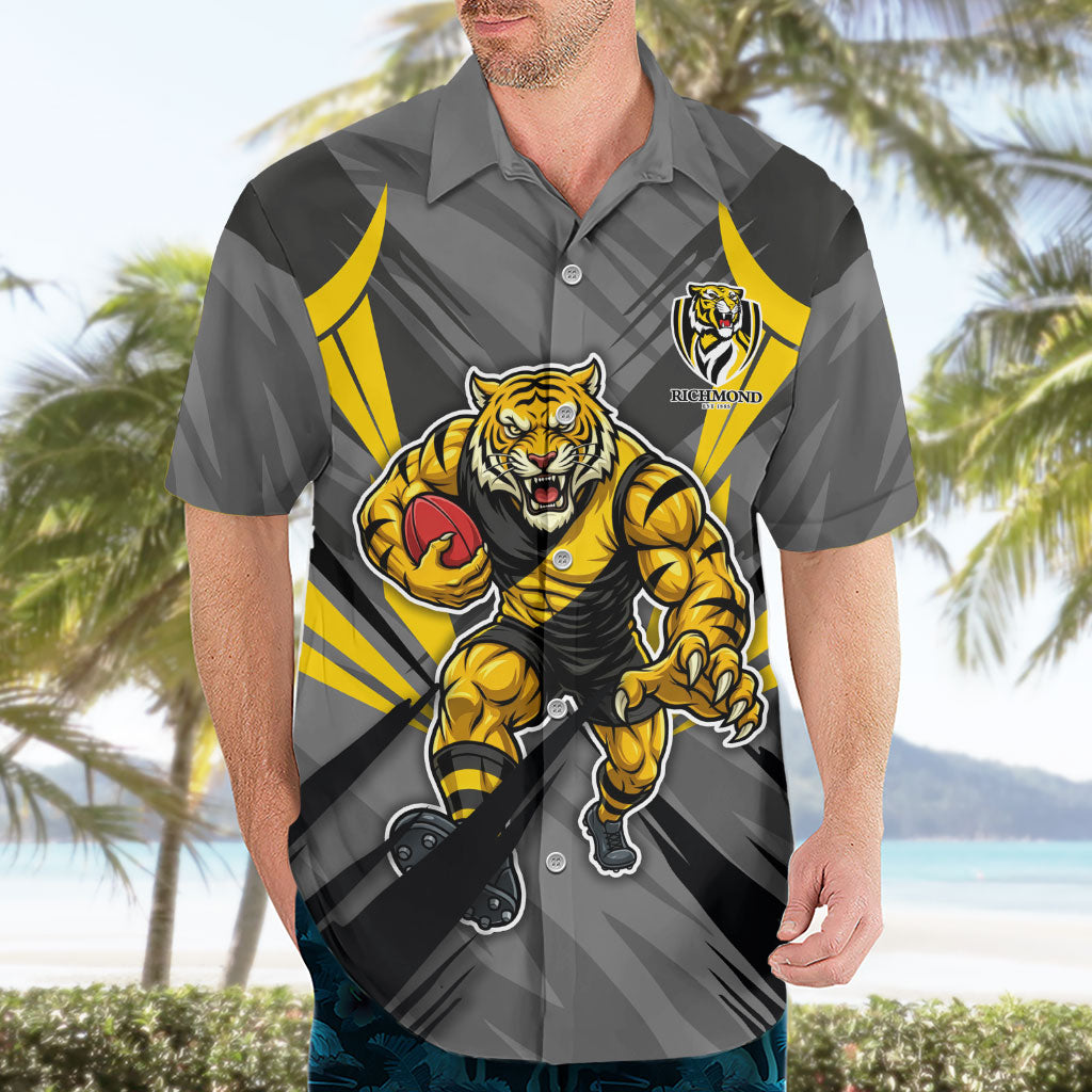 Richmond Tigers Australian Football Hawaiian Shirt Fierce Tiger Mascot - Bold Team Colors