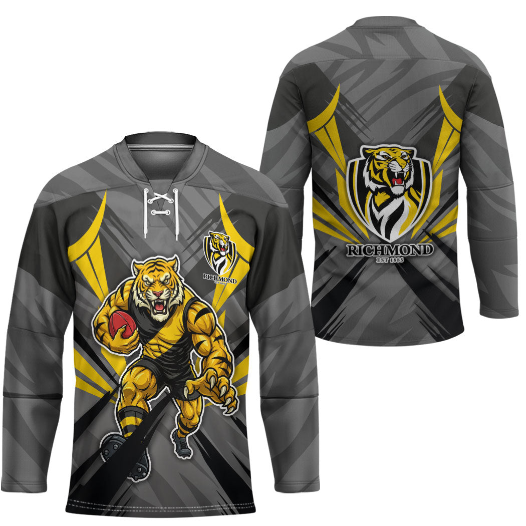 Richmond Tigers Australian Football Hockey Jersey Fierce Tiger Mascot - Bold Team Colors