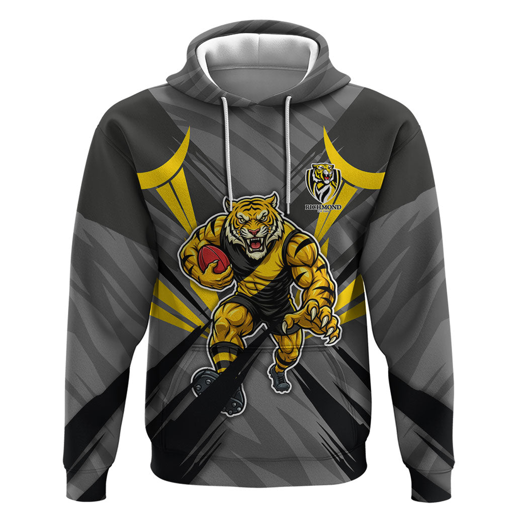 Richmond Tigers Australian Football Hoodie Fierce Tiger Mascot - Bold Team Colors