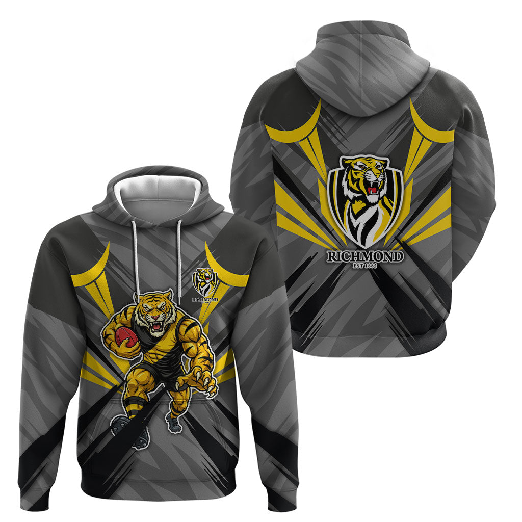 Richmond Tigers Australian Football Hoodie Fierce Tiger Mascot - Bold Team Colors