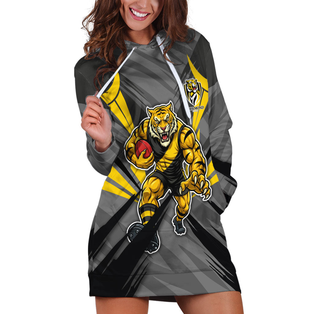 Richmond Tigers Australian Football Hoodie Dress Fierce Tiger Mascot - Bold Team Colors