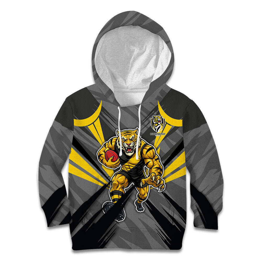 Richmond Tigers Australian Football Kid Hoodie Fierce Tiger Mascot - Bold Team Colors