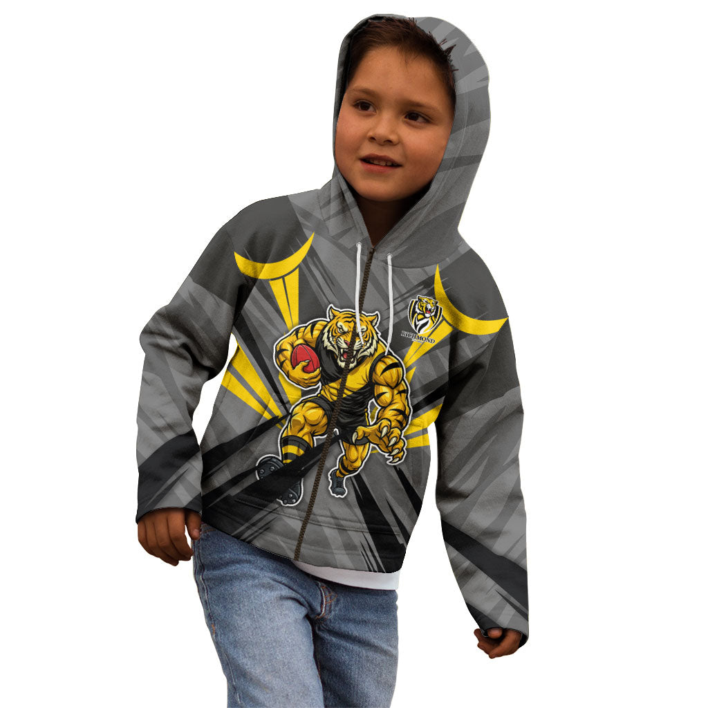 Richmond Tigers Australian Football Kid Hoodie Fierce Tiger Mascot - Bold Team Colors