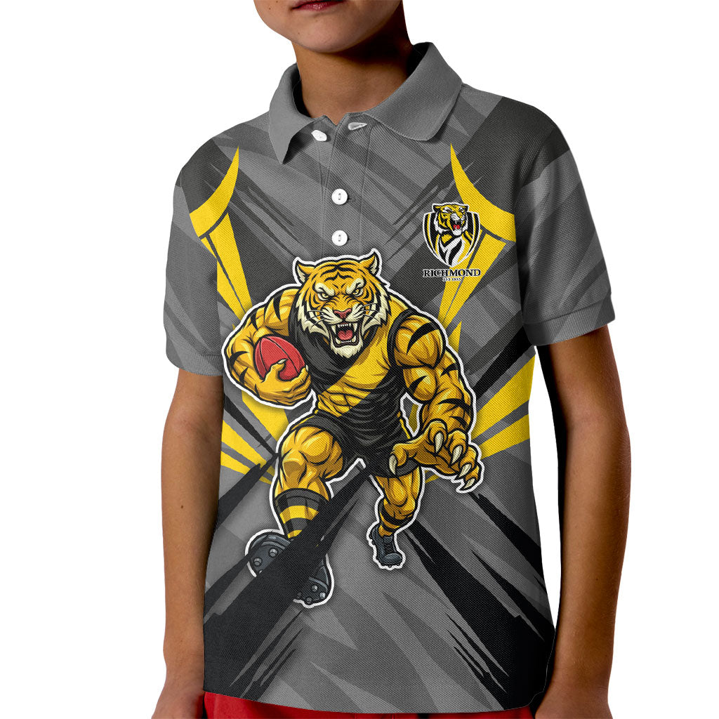 Richmond Tigers Australian Football Kid Polo Shirt Fierce Tiger Mascot - Bold Team Colors