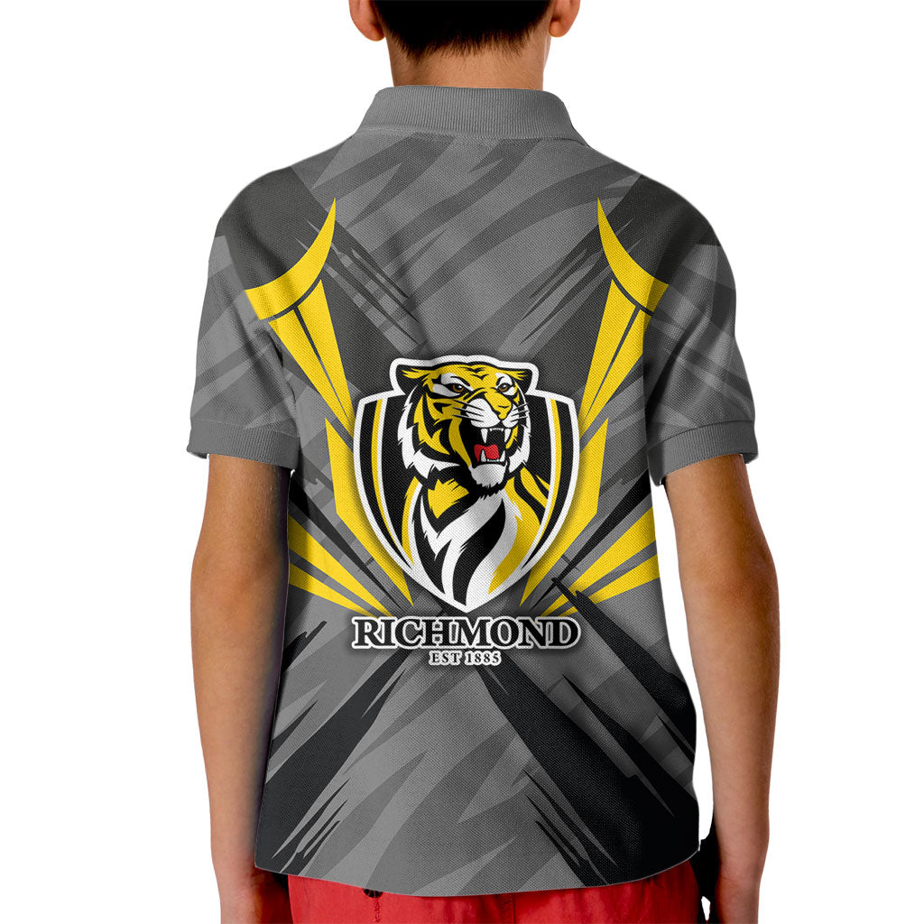 Richmond Tigers Australian Football Kid Polo Shirt Fierce Tiger Mascot - Bold Team Colors