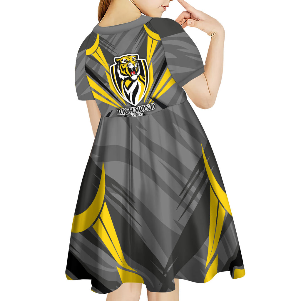 Richmond Tigers Australian Football Kid Short Sleeve Dress Fierce Tiger Mascot - Bold Team Colors