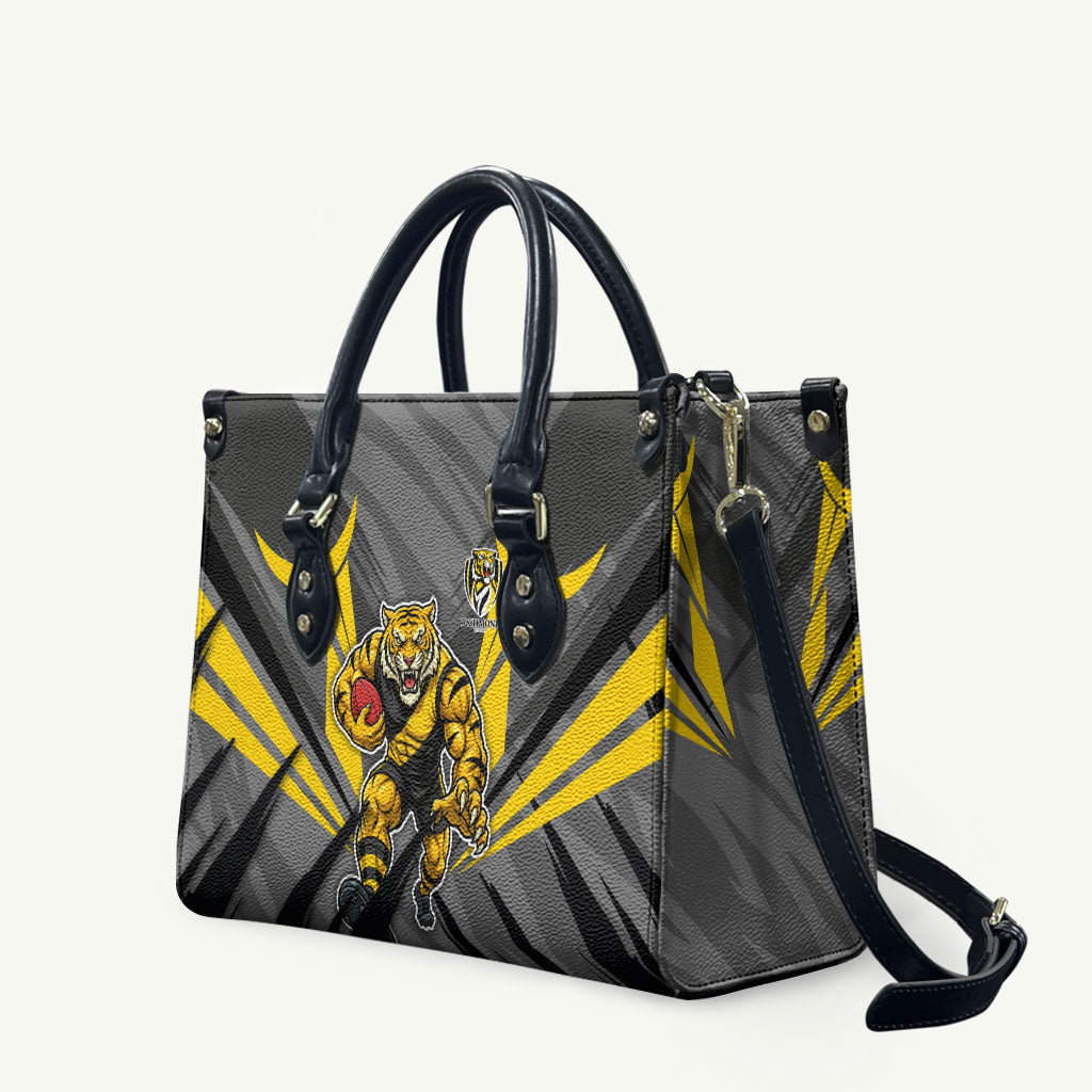 Richmond Tigers Australian Football Leather Bag Fierce Tiger Mascot - Bold Team Colors