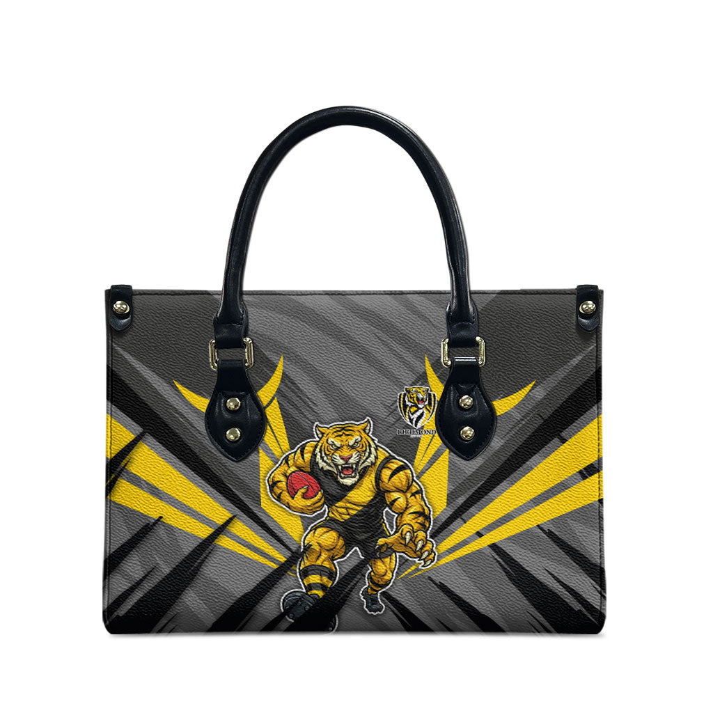 Richmond Tigers Australian Football Leather Bag Fierce Tiger Mascot - Bold Team Colors