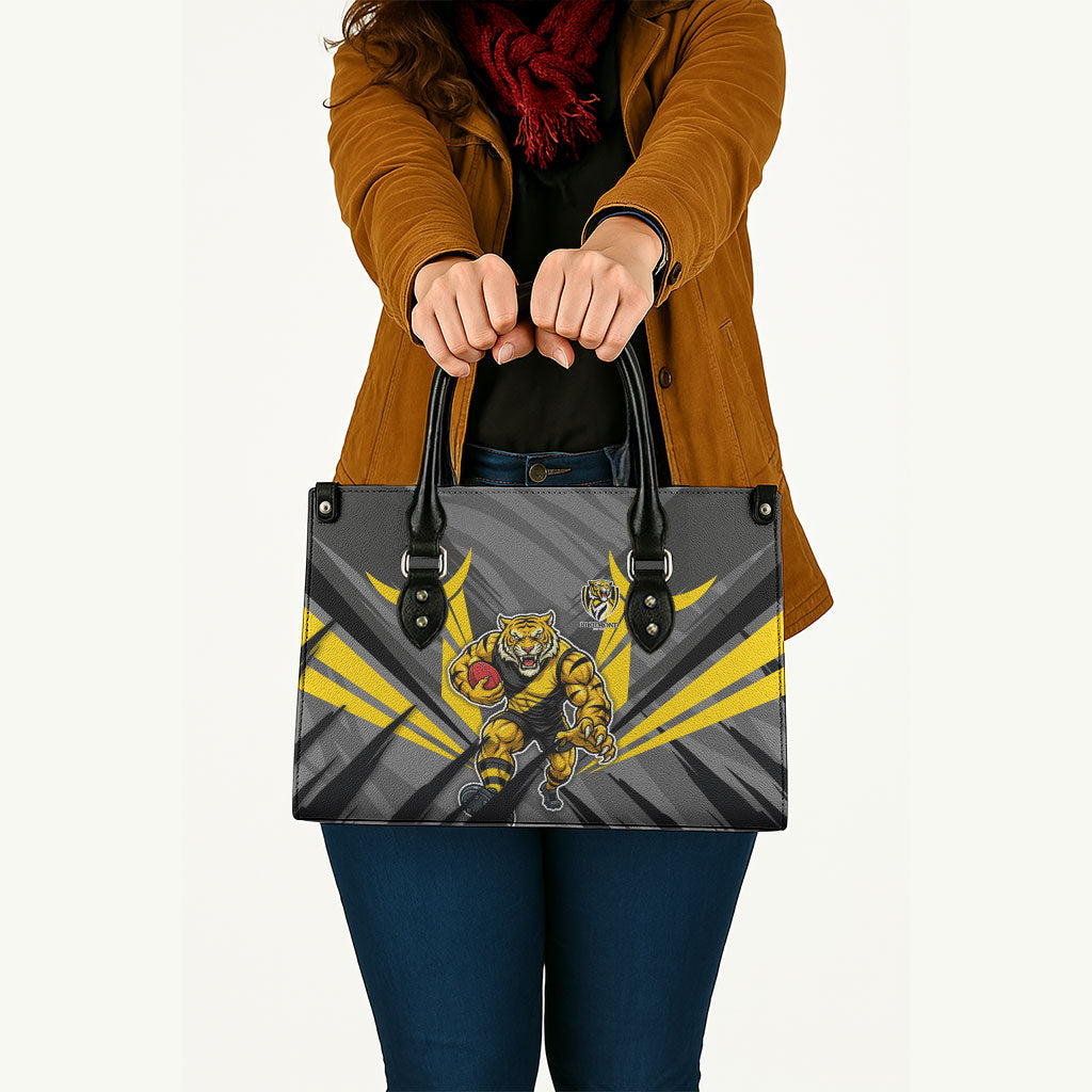 Richmond Tigers Australian Football Leather Bag Fierce Tiger Mascot - Bold Team Colors
