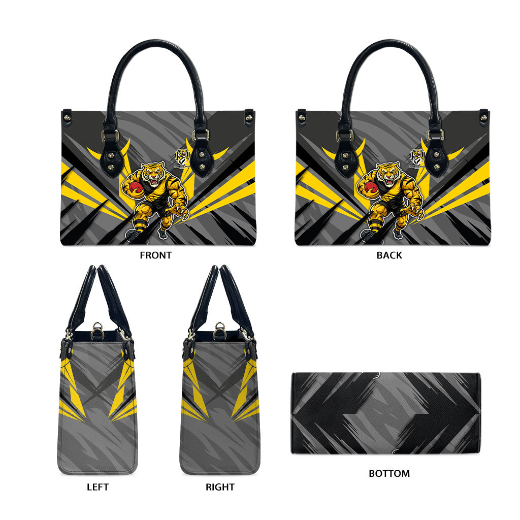 Richmond Tigers Australian Football Leather Bag Fierce Tiger Mascot - Bold Team Colors