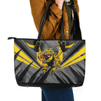 Richmond Tigers Australian Football Leather Tote Bag Fierce Tiger Mascot - Bold Team Colors