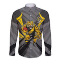 Richmond Tigers Australian Football Long Sleeve Button Shirt Fierce Tiger Mascot - Bold Team Colors