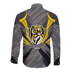 Richmond Tigers Australian Football Long Sleeve Button Shirt Fierce Tiger Mascot - Bold Team Colors