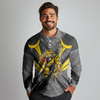 Richmond Tigers Australian Football Long Sleeve Polo Shirt Fierce Tiger Mascot - Bold Team Colors