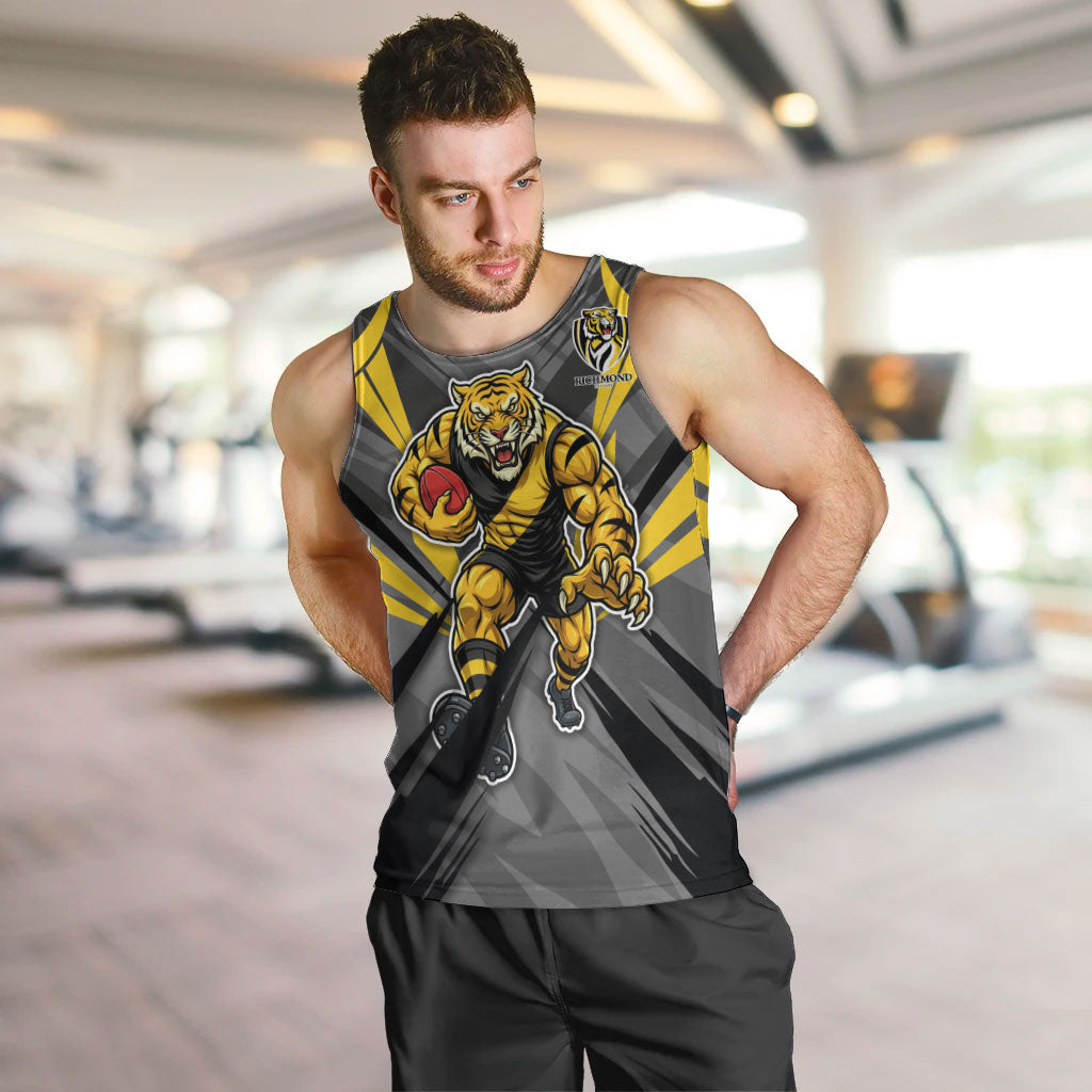 Richmond Tigers Australian Football Men Tank Top Fierce Tiger Mascot - Bold Team Colors