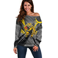 Richmond Tigers Australian Football Off Shoulder Sweater Fierce Tiger Mascot - Bold Team Colors