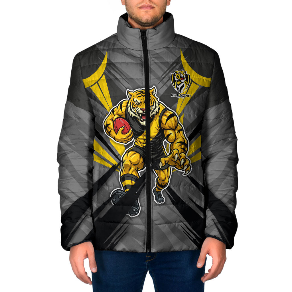 Richmond Tigers Australian Football Padded Jacket Fierce Tiger Mascot - Bold Team Colors