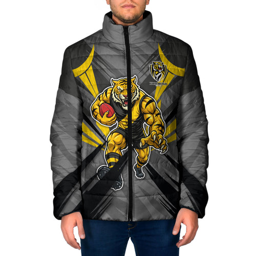 Richmond Tigers Australian Football Padded Jacket Fierce Tiger Mascot - Bold Team Colors