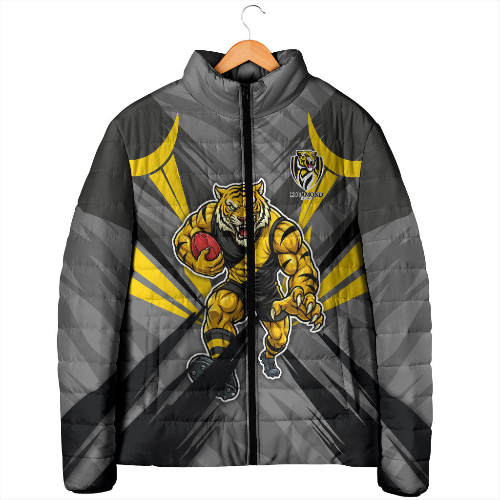 Richmond Tigers Australian Football Padded Jacket Fierce Tiger Mascot - Bold Team Colors
