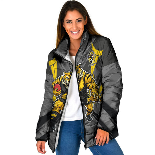 Richmond Tigers Australian Football Padded Jacket Fierce Tiger Mascot - Bold Team Colors