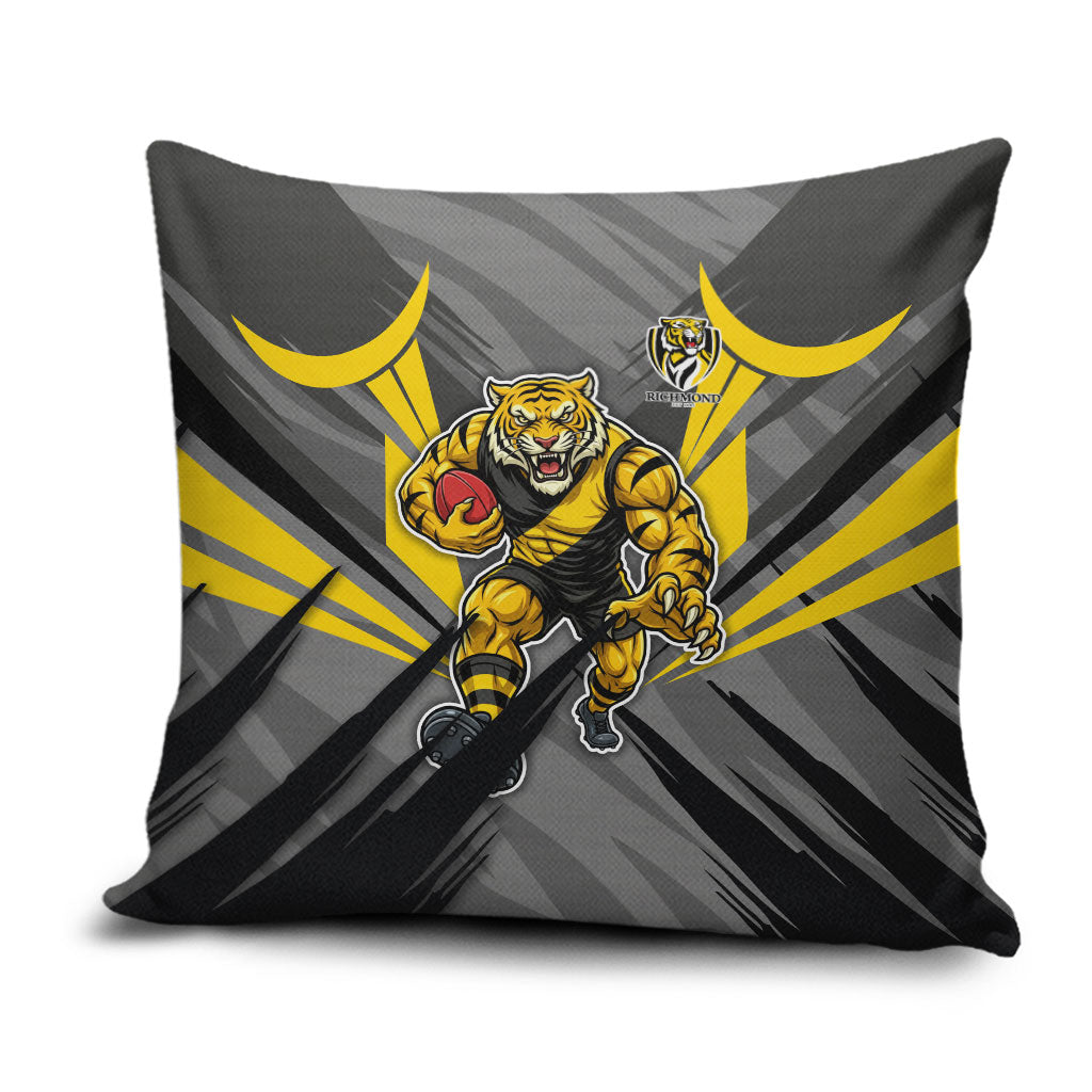 Richmond Tigers Australian Football Pillow Cover Fierce Tiger Mascot - Bold Team Colors