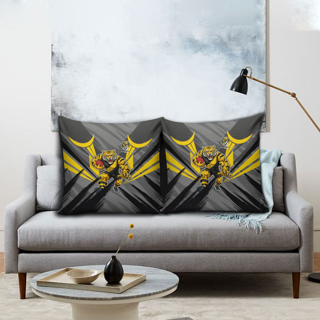 Richmond Tigers Australian Football Pillow Cover Fierce Tiger Mascot - Bold Team Colors