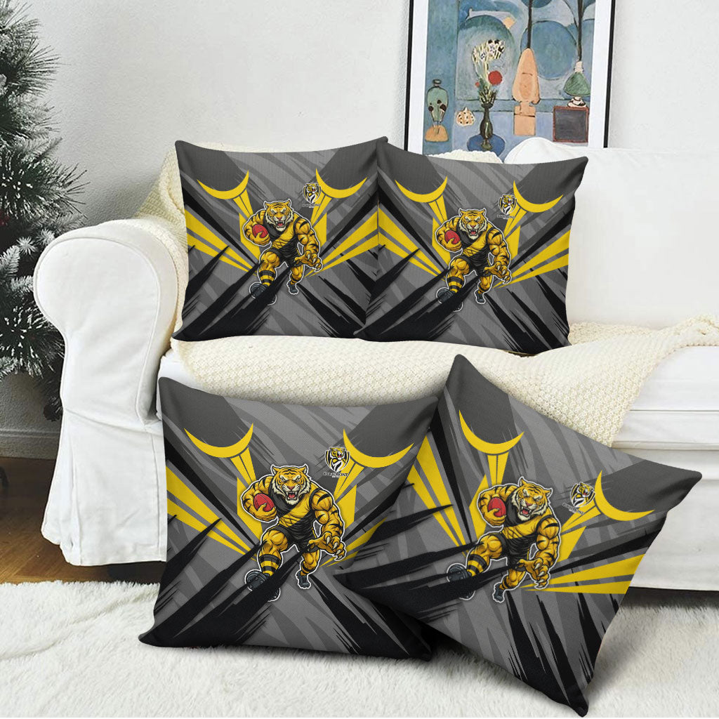Richmond Tigers Australian Football Pillow Cover Fierce Tiger Mascot - Bold Team Colors