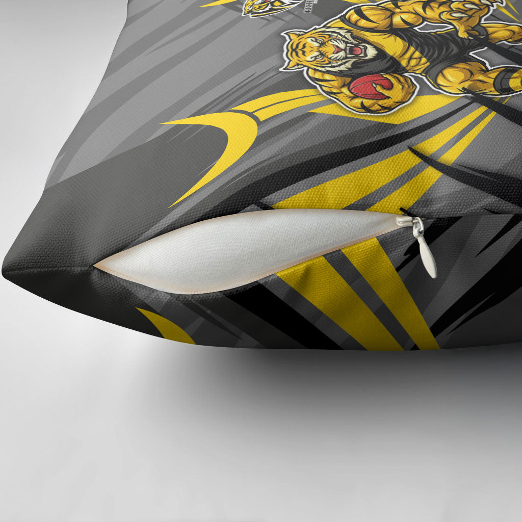 Richmond Tigers Australian Football Pillow Cover Fierce Tiger Mascot - Bold Team Colors